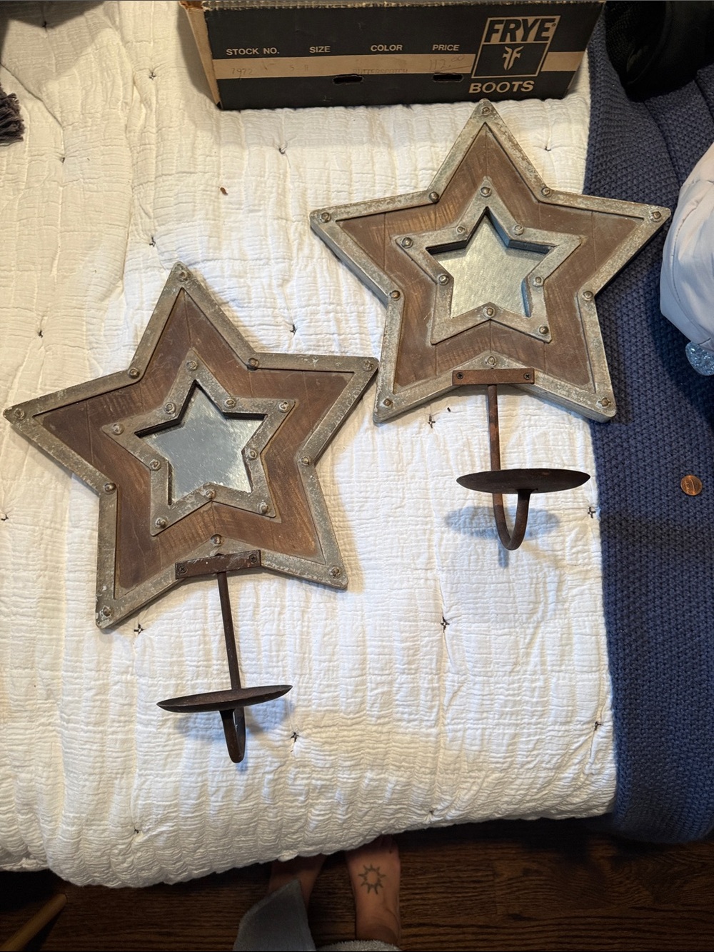 Star Wall Hooks in Brown and Silver - Set of 2